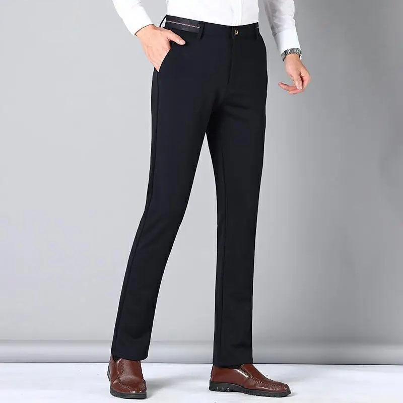 Non-ironing Wrinkle Free Casual Stretch Men Pants Business Straight Long Trousers Fashion Men's Clothing