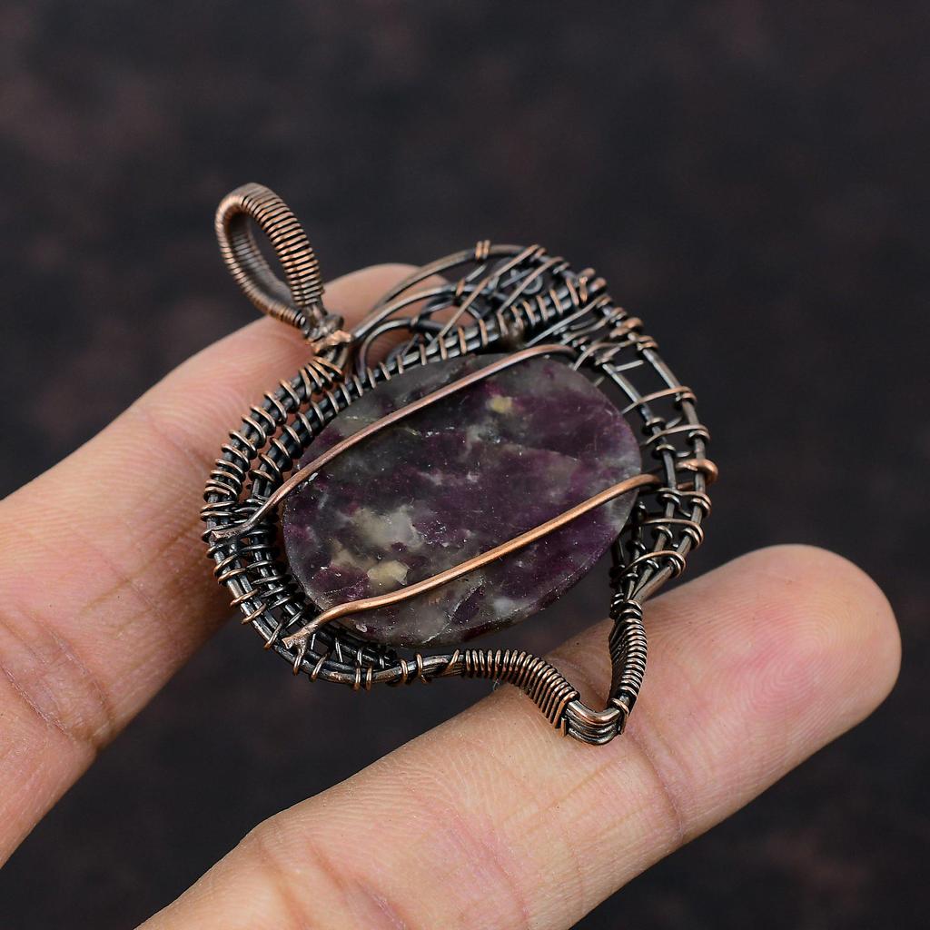 Pink Tourmaline Pendant Copper Wire Wrapped Pendant Handmade Ethnic Jewelry Women Pendant Copper Wire Wrap Jewelry Gemstone Pendant For Gift