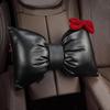 1Pc Fashion Red Bowknot Pu Leather Car Neck Pillow Auto Bow-Shaped Headrest Seat Support Waist Pillows Car Interior Accessories