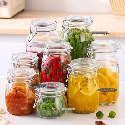 Прозрачная стеклянная герметичная банка для хранения продуктов и емкость для маринования