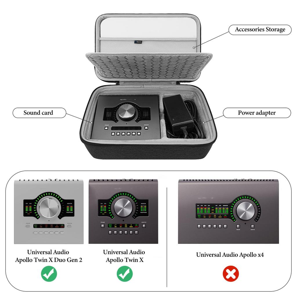 Geekria Audio Interface Carrying Hard Shell Travel Bag Universal Audio Apollo Twin X Twin X Twin X DUO Gen 2 Apollo Twin X QUAD Gen 2 Case, DUO/Apollo