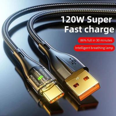 120 Вт 6A USB-кабель типа C Шнур для сверхбыстрой зарядки данных для Xiaomi 14 Samsung Huawei Type-c Зарядный шнур