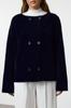 Women's Fashionable Stylish Cardigan Navy Blue Furry Coat Look Knitwear Cardigan