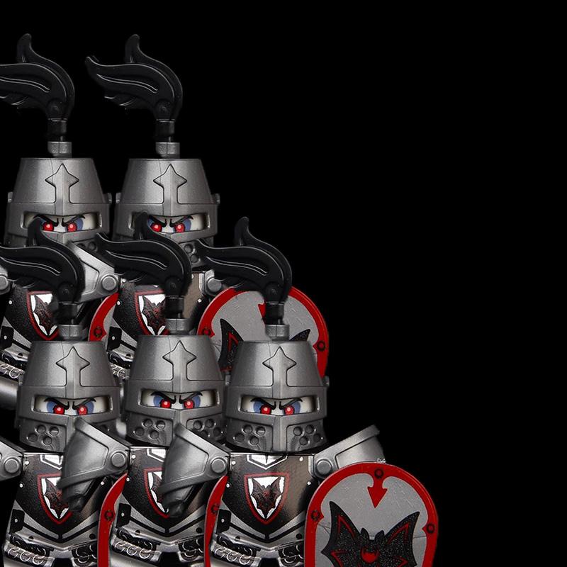 MOC Средневековый Рыцарский Замок Фигурки Конструктор Оружие Волк Мечники Стражник Лук Стрела Щит Флаги Боевой конь Игрушки Подарки S002