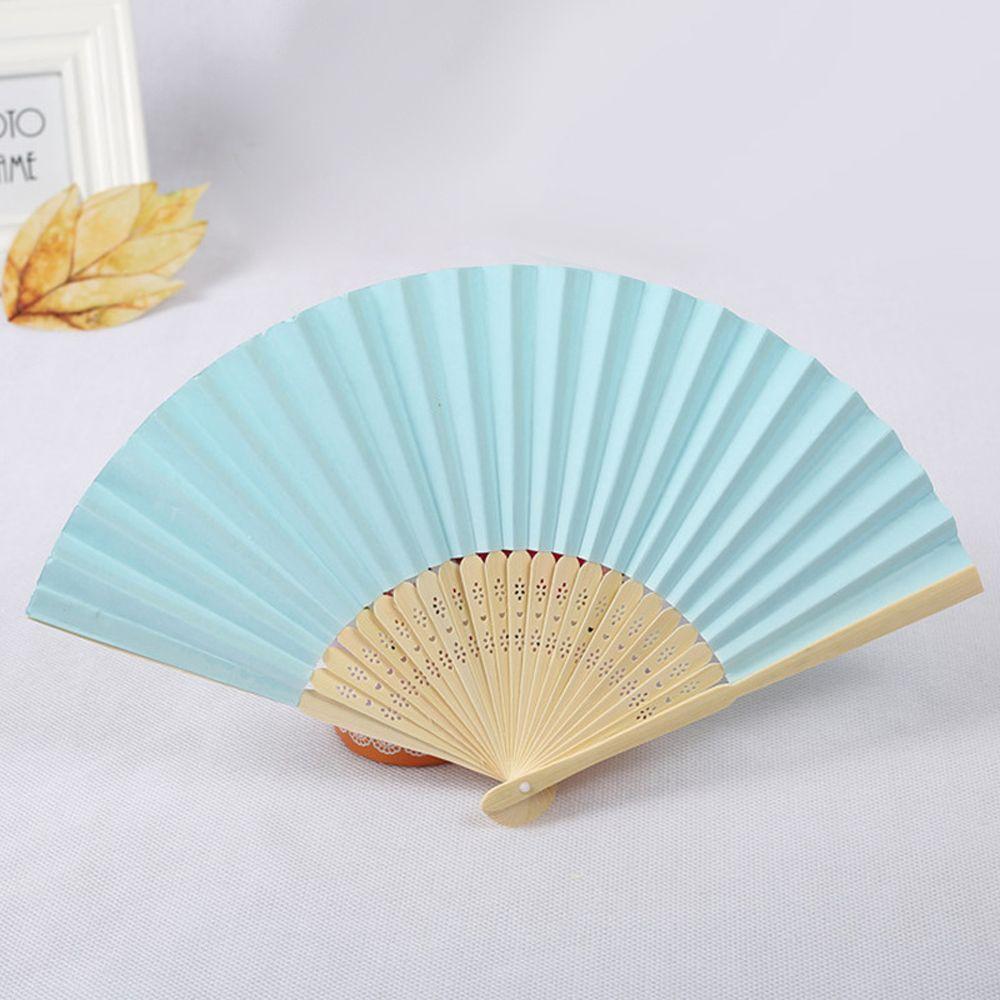 Wedding Chinese Style Party Solid Color Folding Paper Fan Photo Prop Tool Hand Held Fan Dance Fan