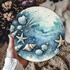 Акварельная Морская Звезда и Ракушка Круглая Металлическая Жестяная Вывеска D Плоский Пляж Прибрежная Настенная Табличка Для Декора Дома