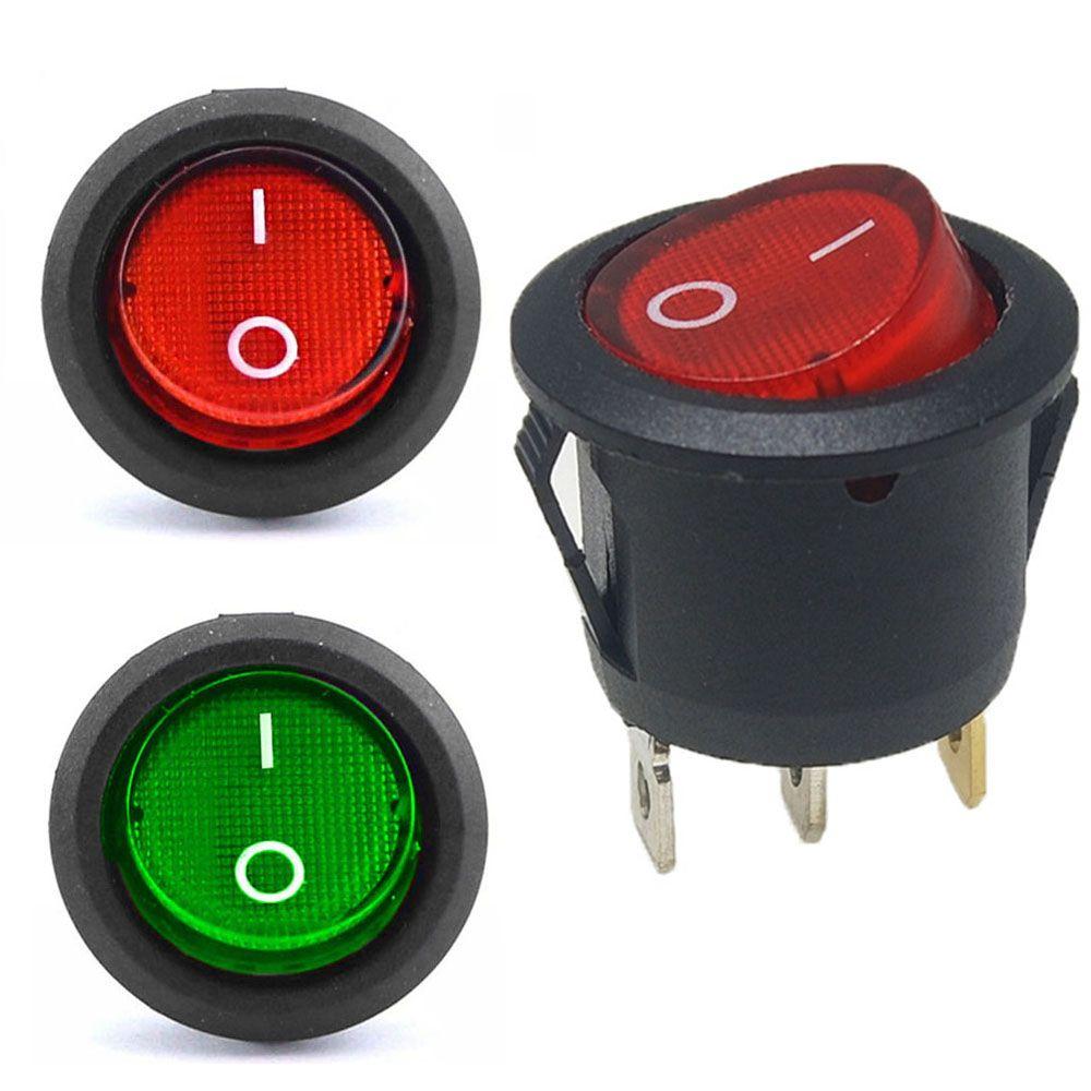 10PCS Mini 3 Pin 2 Position With Light Rocker Switch KCD1-105 Power Switch