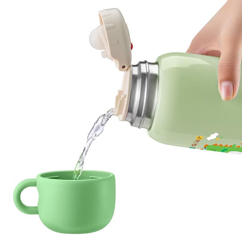 TAFUCO T4085 316SS Kids Double-Lid Thermos Bottle - Little Dinosaur 550ml