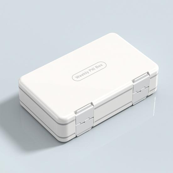 Weekly Pill Organizer 24 Compartments 3 Times One Day Double Layer Clear Portable 7 Days Travel Capsule Tablet Storage Box Container