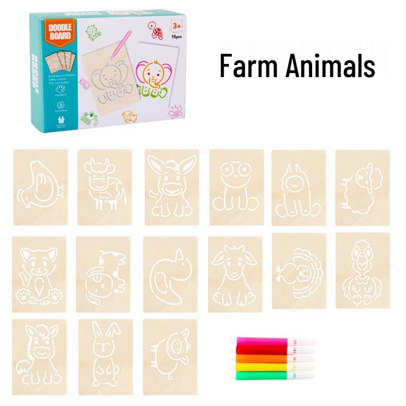 Wooden Painting & Drawing Set for Kids: Kindergarten & Primary School Beginner Art Kit