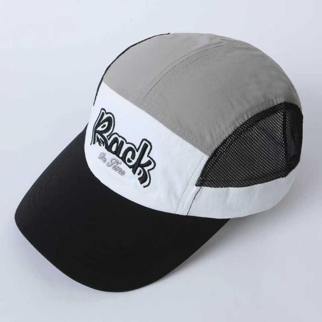 Quick-drying cap men's and women's summer light mesh breathable cap drawstring adjustable color matching flat-brimmed baseball cap