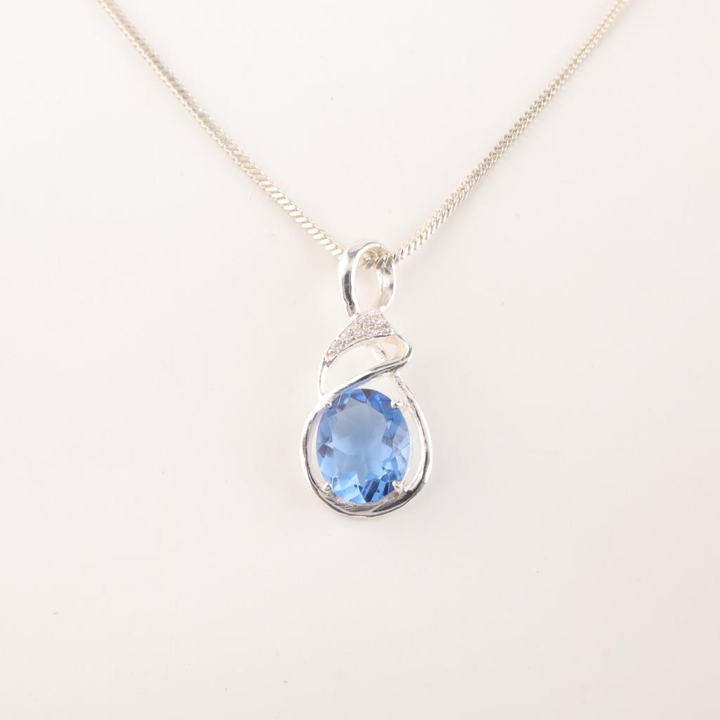 Tanzanite Gemstone 925 Sterling Silver Jewelry Zircon Pendant For Birthday Gift CZP-13-14
