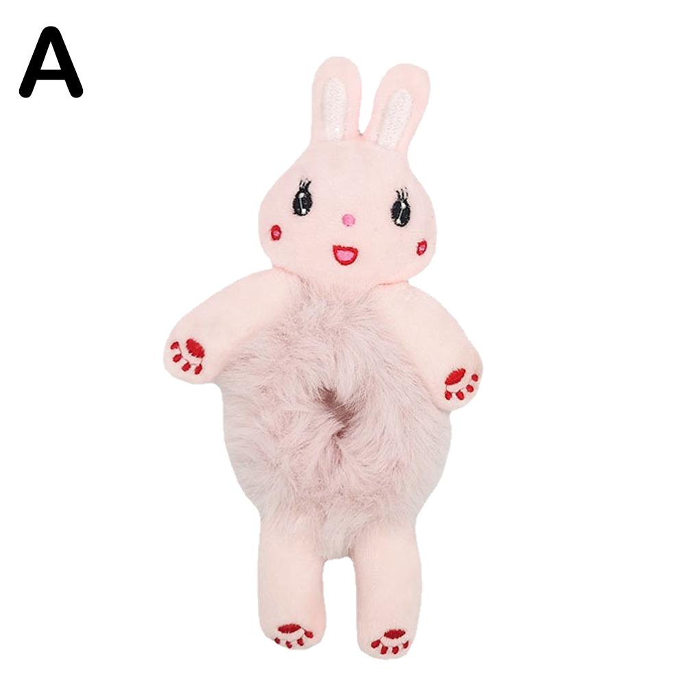 Children Girls Cute Animal Hair Tie Bunny Plush Hair Scrunchie, Plush Bear Hair Rope Rabbit Hair Ties Fluffy Hair Scrunchies