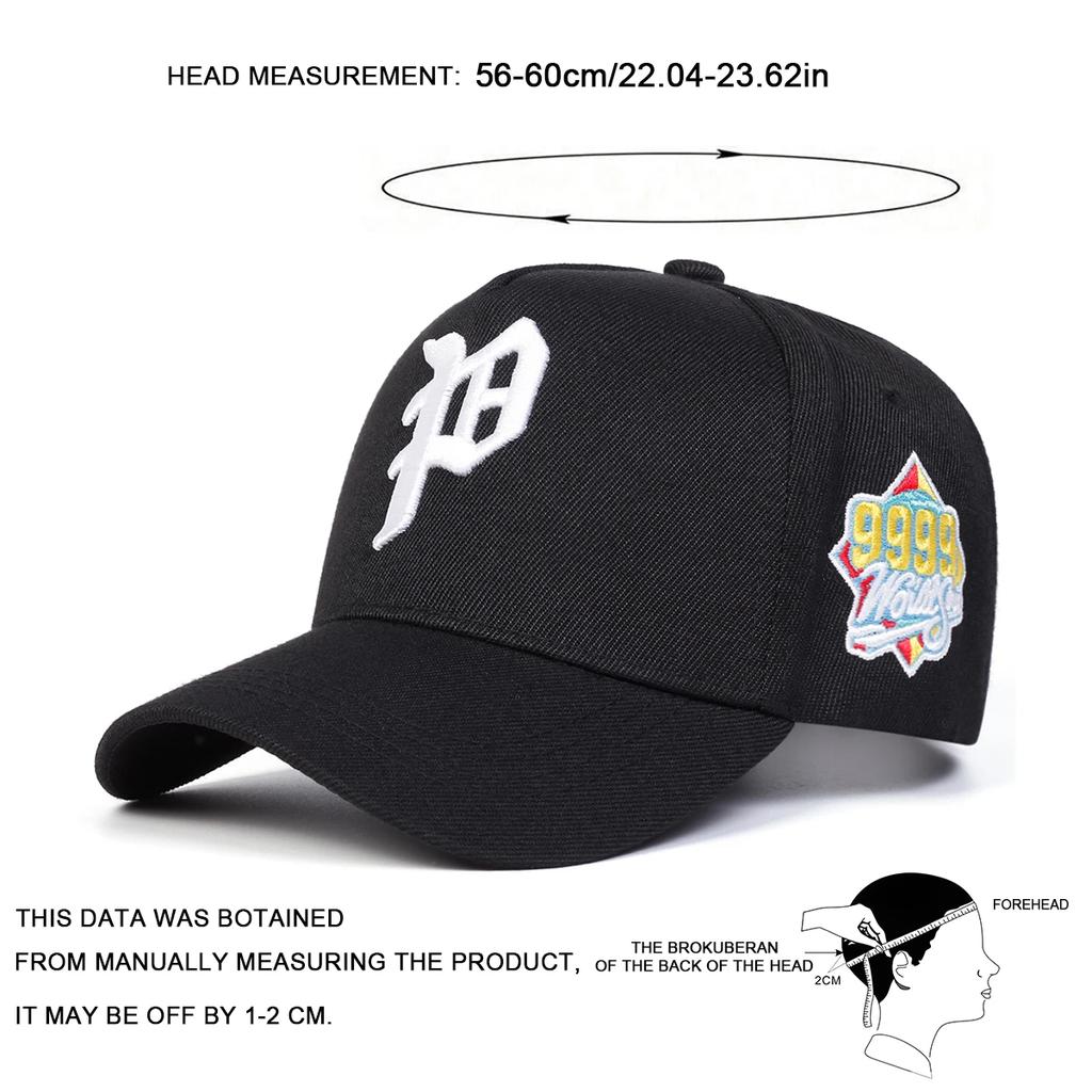 Baseball Stitching Stitched Embroidered Alphabet P Gothic Neutral Gender Women Men For Caps Spring Autumn Outdoor Adjustable Casual Hats Sunscreen