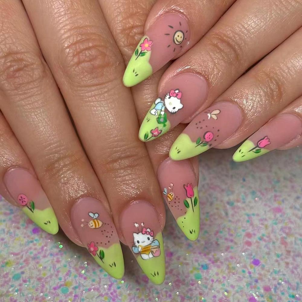 Милый и очаровательный мультяшный стикер для ногтей hello kitty кошка стикер для маникюра японский стиль стикер для маникюра