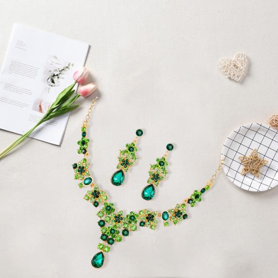 1 комплект ювелирных изделий для невесты, искусственное ожерелье с кристаллами, симметричный роскошный комплект, висячие серьги, выпускной вечер
