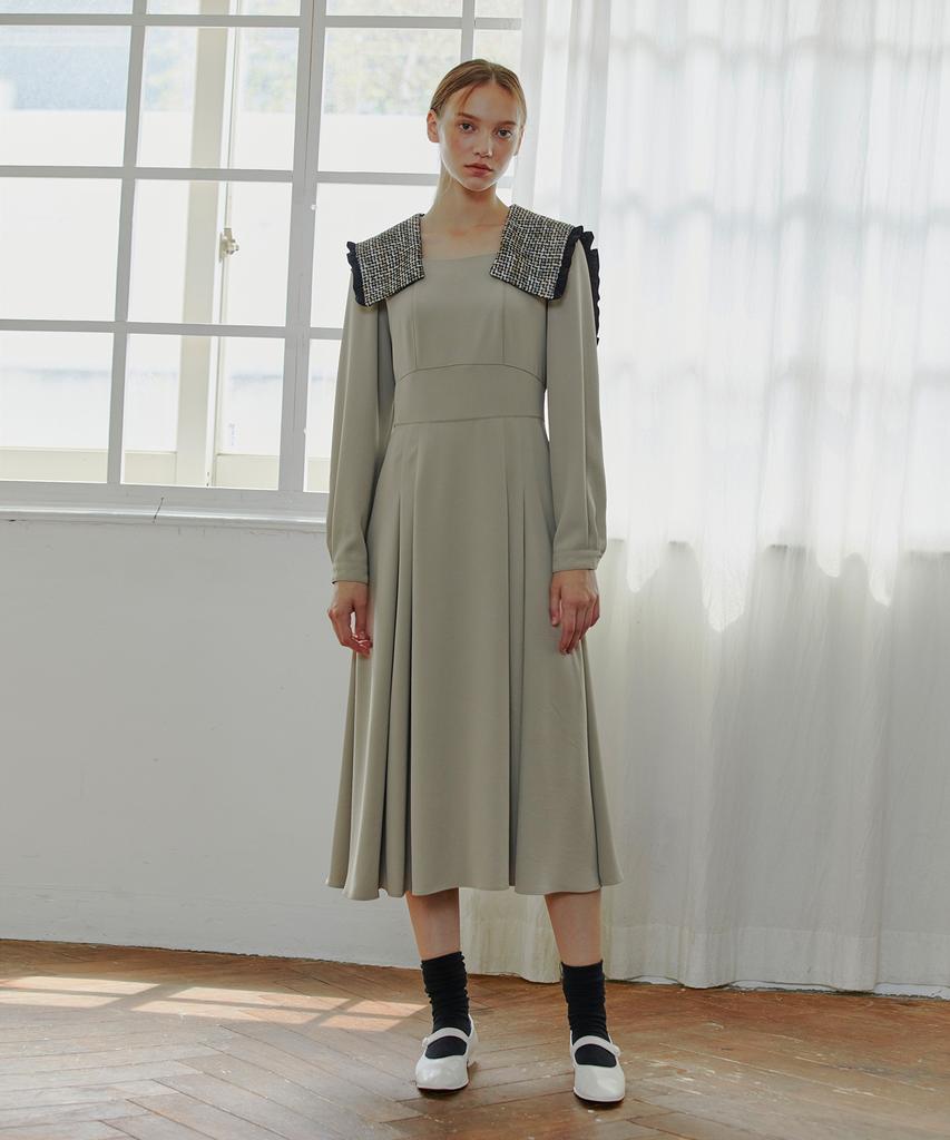 Etmont Detachable Sailor Collar Dress Light Khaki