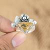 Натуральное Мукаит Многоцветный Цветок Регулируемое Кольцо Серебро 925 Для Женщин