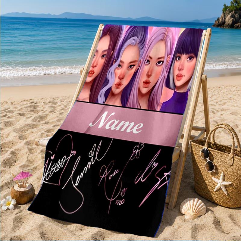 Custom Name Kpop Group Fashion Beach Towel Microfiber Beach Towel, Lightweight and Quick-Dry, for Summer Travel, Swimming Pool Gift
