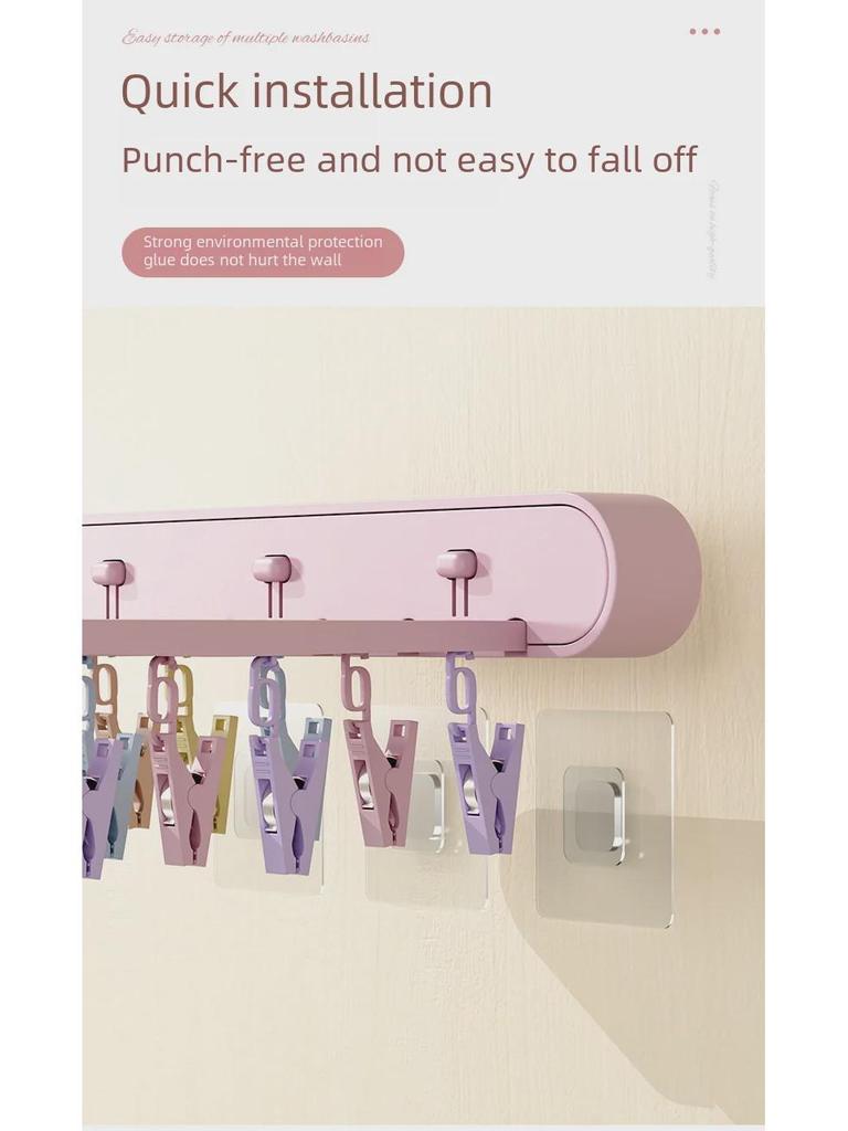 Складная сушилка для одежды: Ветрозащитная вешалка с 24 зажимами для носков, нижнего белья, для использования на балконе и в ванной