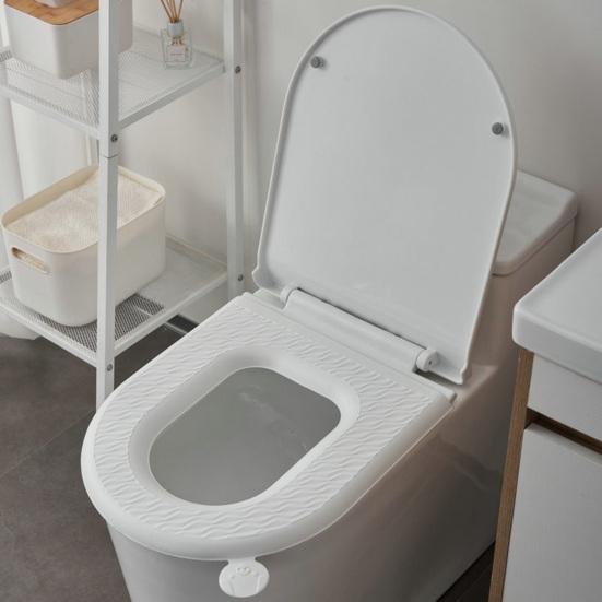 Подушка для сиденья унитаза с мягкой на ощупь поверхностью, водонепроницаемая EVA, портативный коврик для унитаза, моющийся, с ручкой, гигиеничная подушка для сиденья унитаза