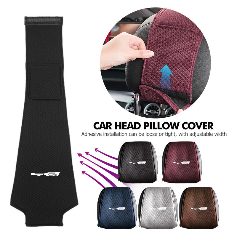 AANU1 Universal Car Seat Headrest Ice Silk Head Pillow Dustproof Cover For KIA gt gtline Xline ceed Forte RIO STINGER Seltos K3 K4