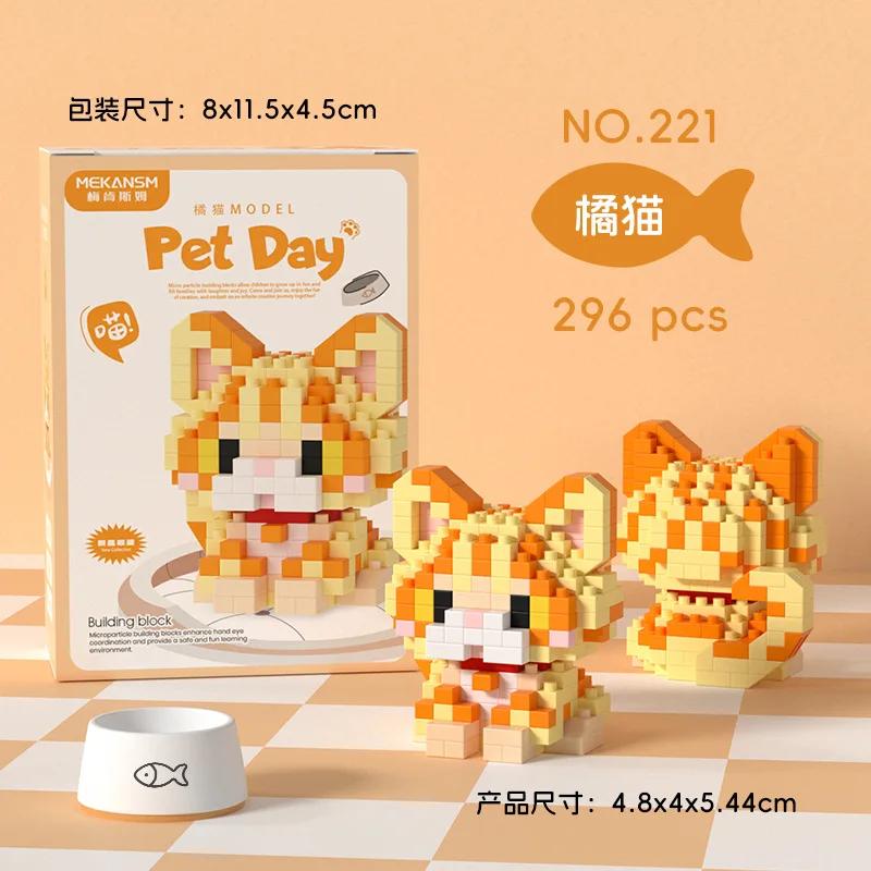 Animal Micro Building Blocks Sets Ocelot Ragdoll Cat Dog 3D Model Husky Collie Mini Figure Brick Toys Schnauzer For Kids Gift