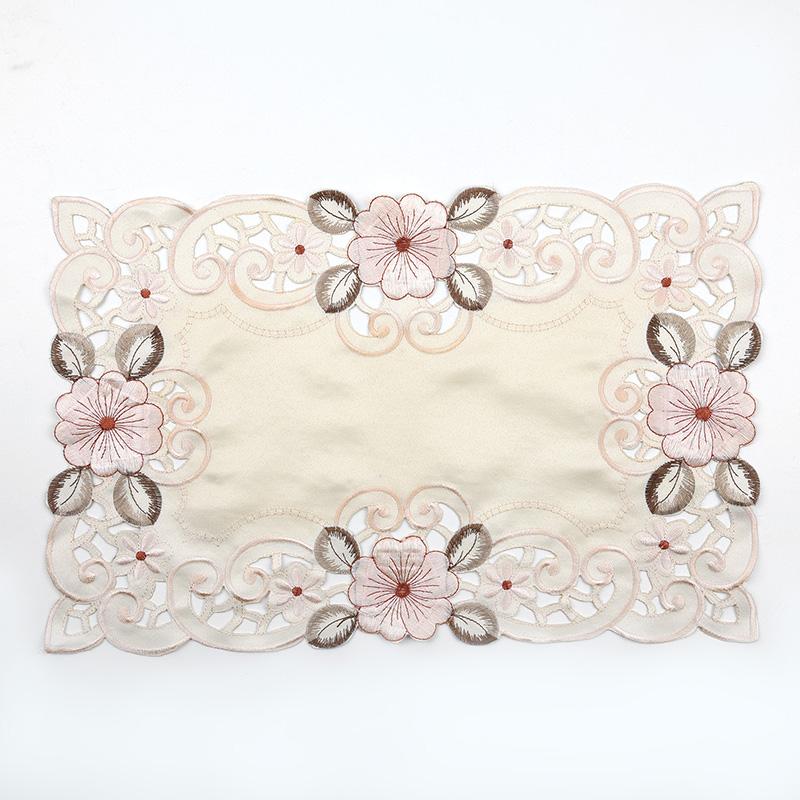 Tablecloth Embroidered Table Runner Gauze Flower Translucent Floral Lace Decor