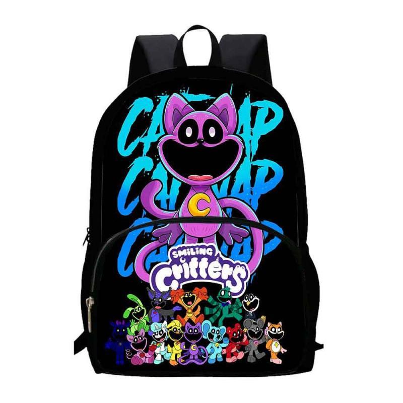 Kids School Backpack Grades 1-2 With Smiling Animal Cartoon Design Lightweight Breathable Oxford Fabric