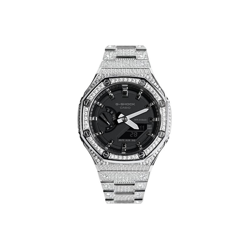 Casio Мужские часы с двойным дисплеем (жидкокристаллический/аналоговый) Серия Черные часы GA-2100-1A-