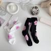 Женские весенне-летние романтичные носки-гольфы с розами и свежими цветами, черно-белые
