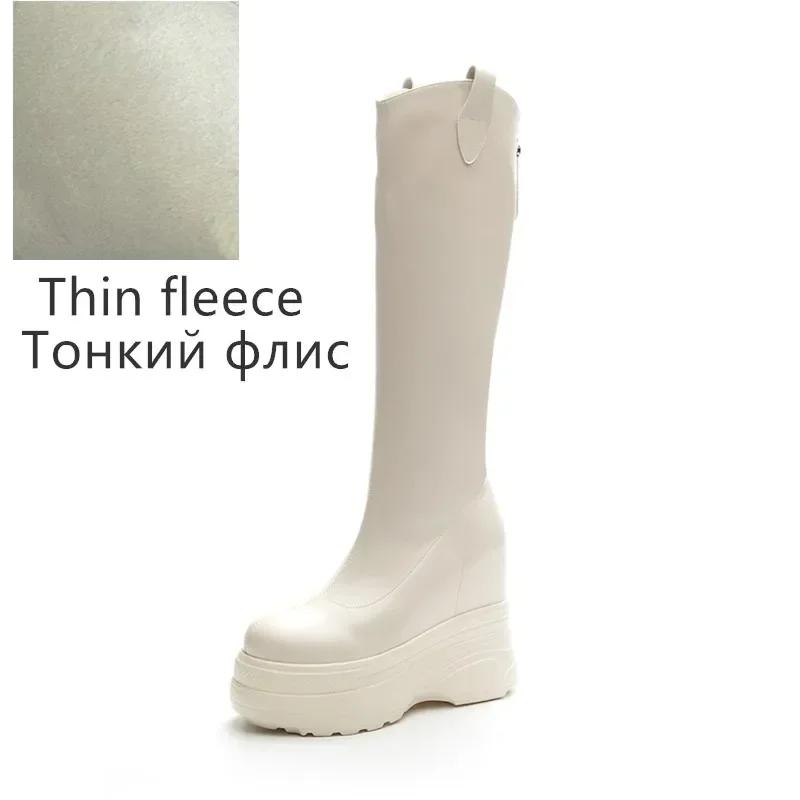 Модные женские ботинки из натуральной кожи Новые 11 см каблук Высокая платформа Внутренние ботинки на танкетке Женская модная обувь Ботильоны на высоком каблуке Женские