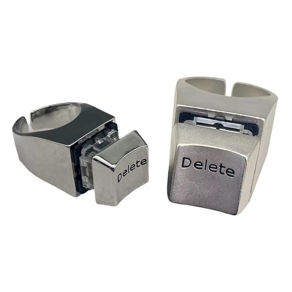 Vent Keyboard Delete Anything Rings Metal Statement Rings Jewelry Creative Spindle Tester Ring