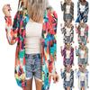 Women's Casual Fashion Floral Print Long Sleeve Mid-Length Cardigan Jacket