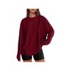 Women's Solid Color Long-Sleeve Round Neck Loose T-Shirt - Spring & Autumn Casual Top