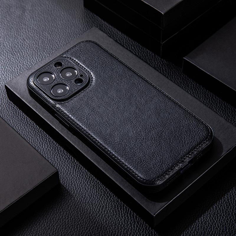 Высококачественный кожаный чехол для iPhone 12-15 Pro Max - Премиальное ощущение, Защита от падений, Отделка с текстурой кожи