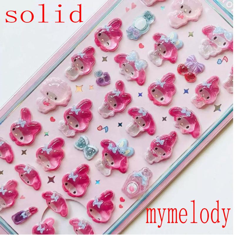 tyle Anime Sanrio Kuromi Hellokitty Hangyodon Cinnamoroll 3Dtransparent Jelly Sticker Crystal Decorative Stickers Casesdiy Toy