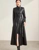 Women Long Trench Coat Genuine Lambskin Leather Handmade Stylish Casual Formal