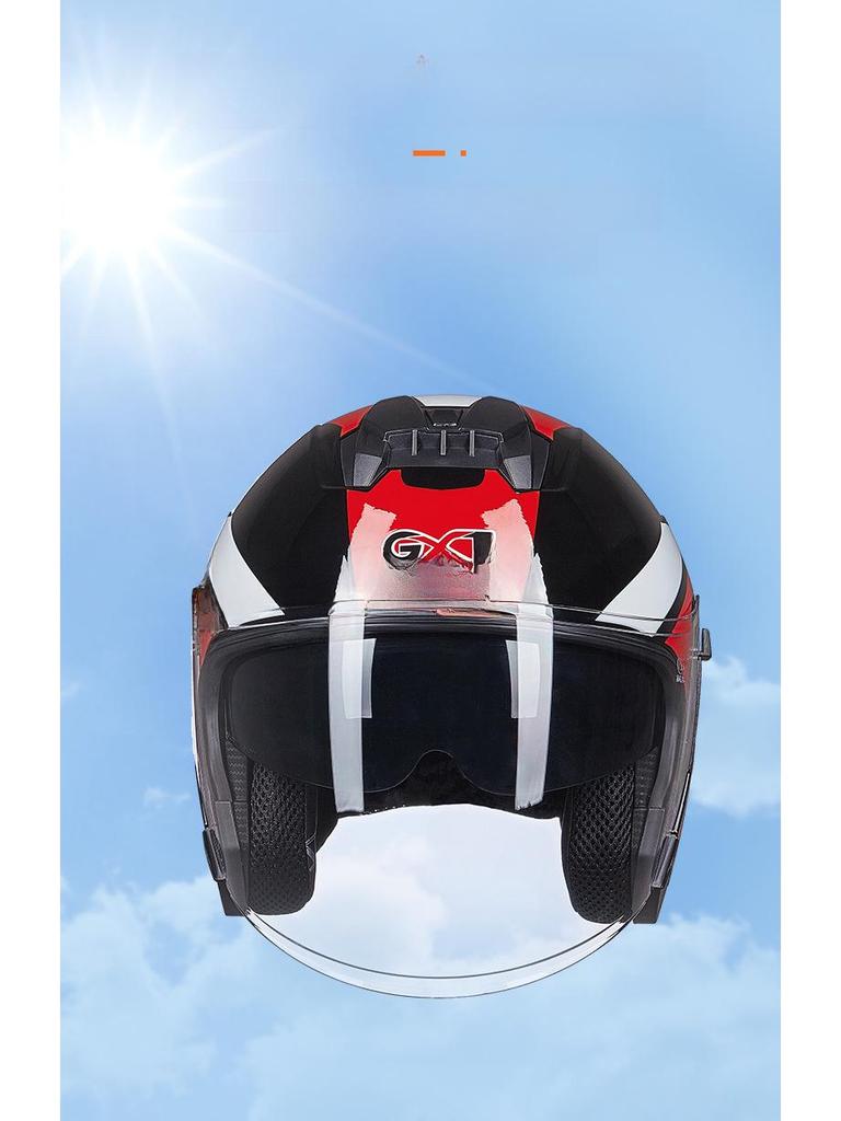 GXT Electric Motorcycle Helmet: Four-Season Sun Protection, Double Lens, Lightweight, Stylish, Half-Helmet for Summer.
