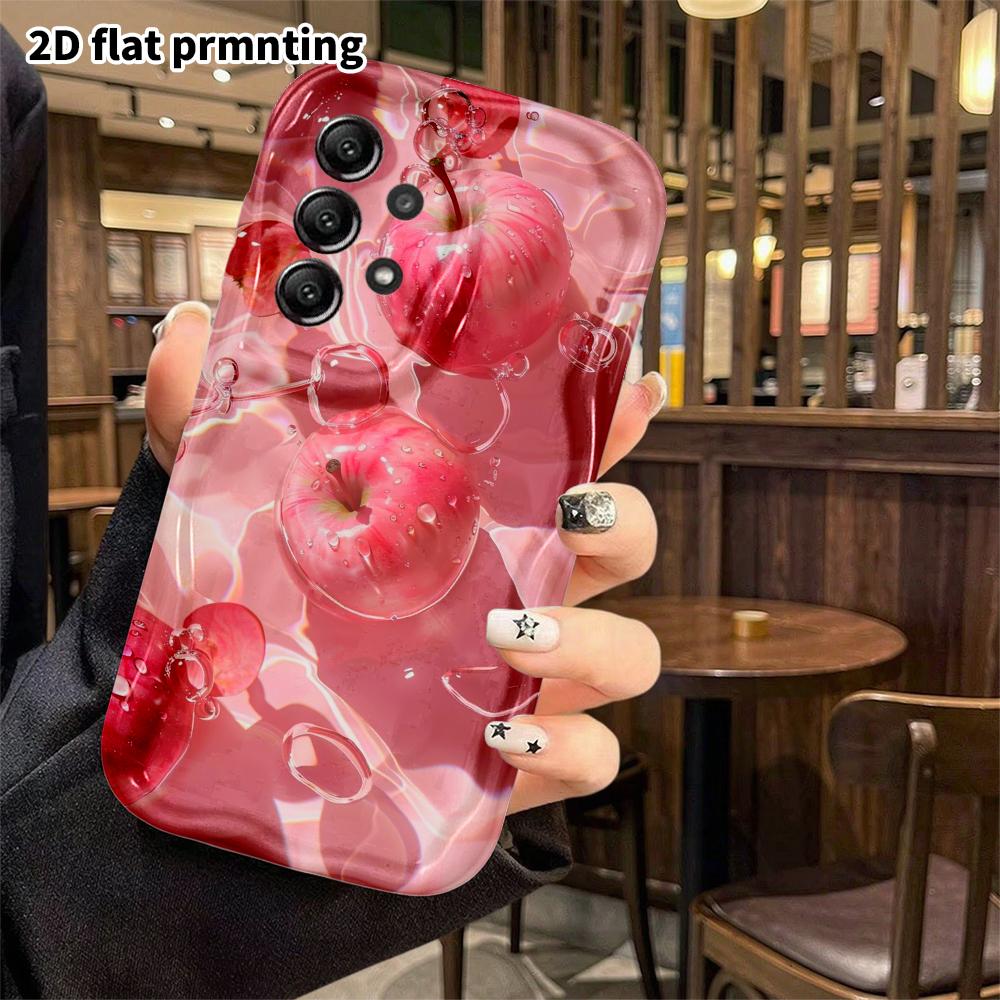Phone Case: 2D Flat Samsung Galaxy A34 A35 S20 S22 S21 FE Plus Ultra Protective Case, Water Droplet Red Apple, Christmas and Halloween Festival Gift