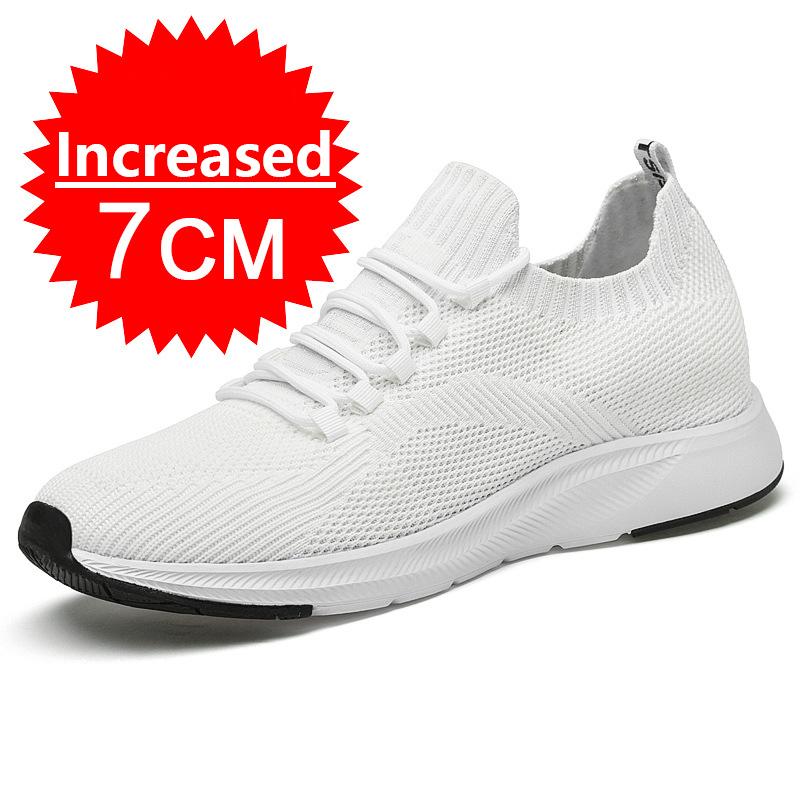 Fashion Summer Breathable Mesh Elevator Shoes for Men 7cm Invisible Height Increase Outdoor Black Sneakers Casual Soft Lightweight Shoes