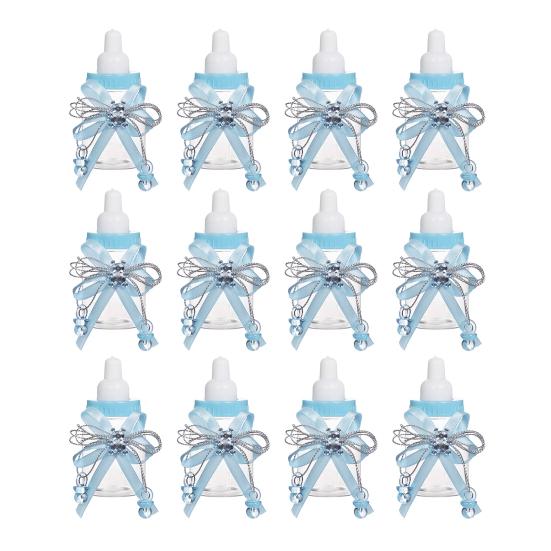 1/6/12 шт. Мини-конфетница в виде бутылочки молока с мишкой из страз и бантом из ленты, для сладостей и угощений, банка для хранения, сувениры для вечеринки в честь рождения ребенка