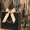 Landscape-Style Kraft Paper Gift Bags, Shopping Bags, Packaging Bags with Handles, Bow-Decorated Handbags, Trick or Treat, Halloween, White