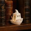 Halloween Themed Figurine 3D Printed Boat Figurine, Spooky Ghost Pumpkin Durable Ornament Ship Statue for Party Tabletop Home Decor Decorative