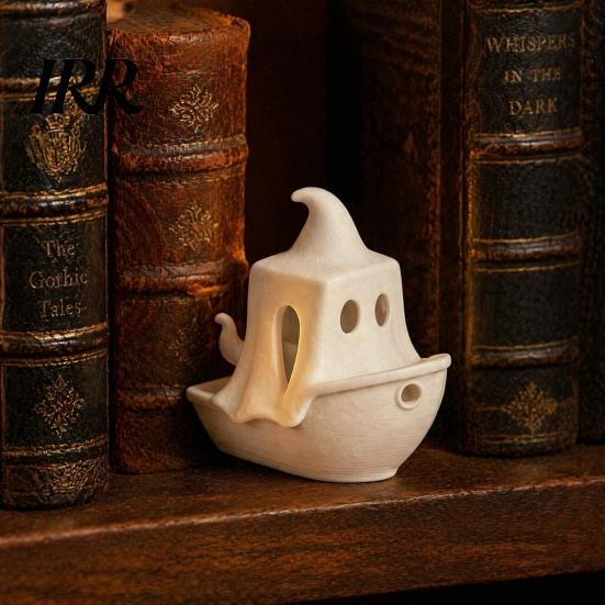 Halloween Themed Figurine 3D Printed Boat Figurine, Spooky Ghost Pumpkin Durable Ornament Ship Statue for Party Tabletop Home Decor Decorative