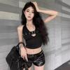 Y2k Bandage Crop Top Black Backless Top Lace Up Cute Party Beach Summer Sweats Women Retro Basic Mini Vest Punk