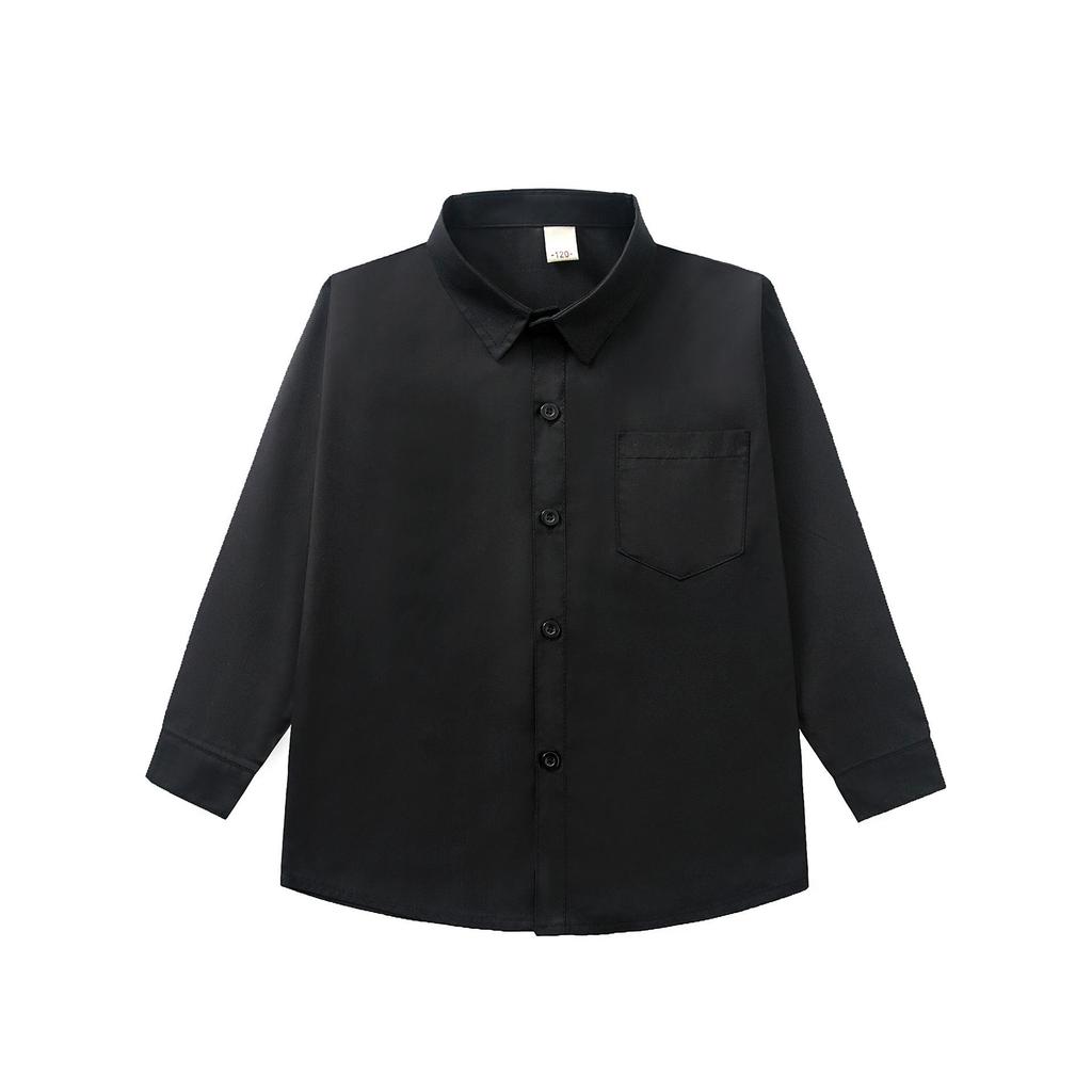Boys' Black School Uniform Shirt with High Color Fastness