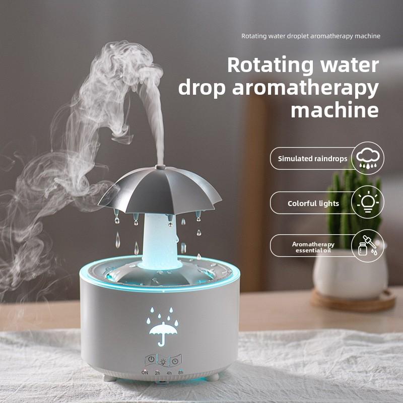 Hot 7-Color Rotating Raindrop Aromatherapy Diffuser & Humidifier with Remote, Hydrating Air Purifier for Home Office