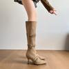 Fall/Winter 2025 French Thin Strap Pointed Suede Thin Heel High Boots But Knee High Heel Boots Women's Western Boots