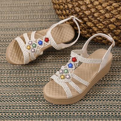 Босоножки на платформе в стиле ретро, женские туфли на танкетке, туфли на высоком каблуке, удобные женские сандалии с ремешком на щиколотке, женские летние сандалии